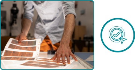 Man selecting vinyl flooring