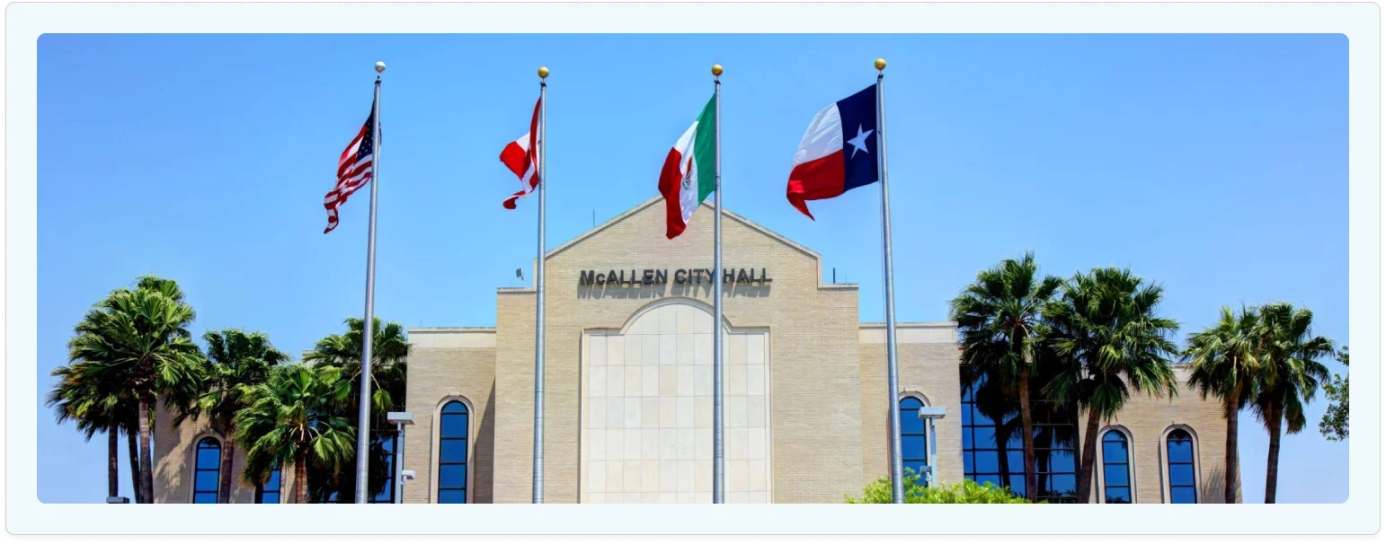 Flag at government building in McAllen