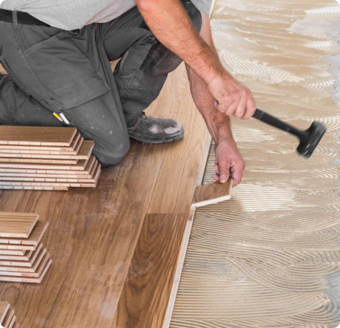 Flooring installation of hardwood floor