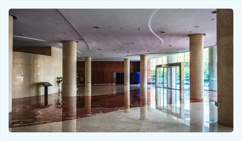 Luxury vinyl flooring in office building