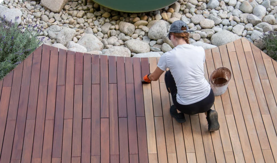 Outdoor flooring being installed