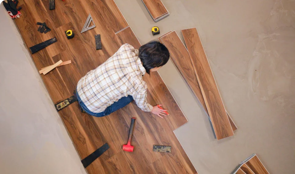 Start of flooring installation in suburb of McAllen