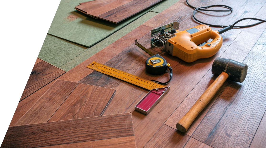 Commercial flooring being installed
