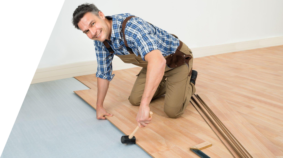 Flooring installation in progress